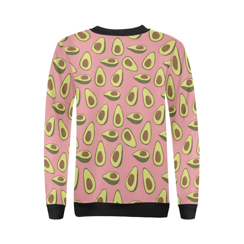 Pink Avocado Pattern Print Women Crewneck Sweatshirt-grizzshop