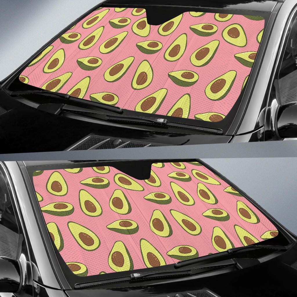 Pink Avocado Patttern Print Car Sun Shade-grizzshop