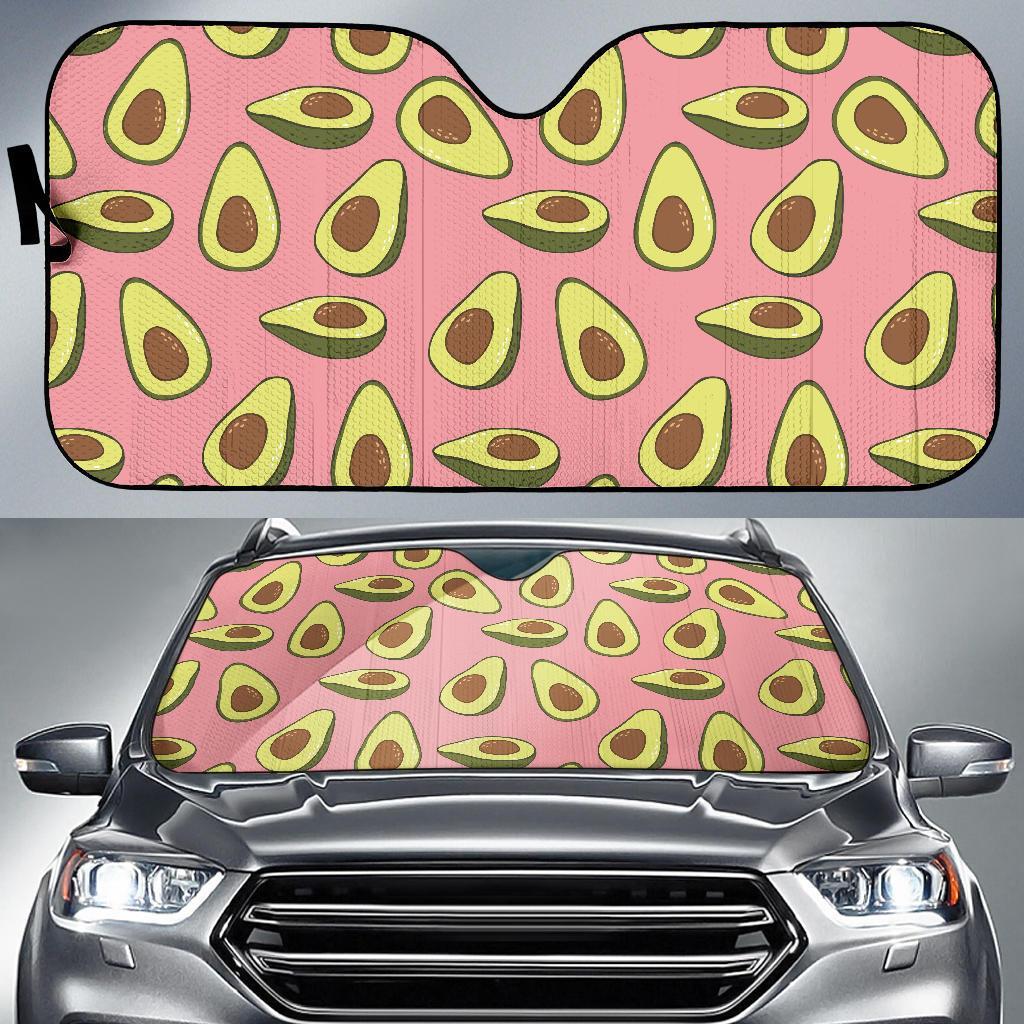 Pink Avocado Patttern Print Car Sun Shade-grizzshop