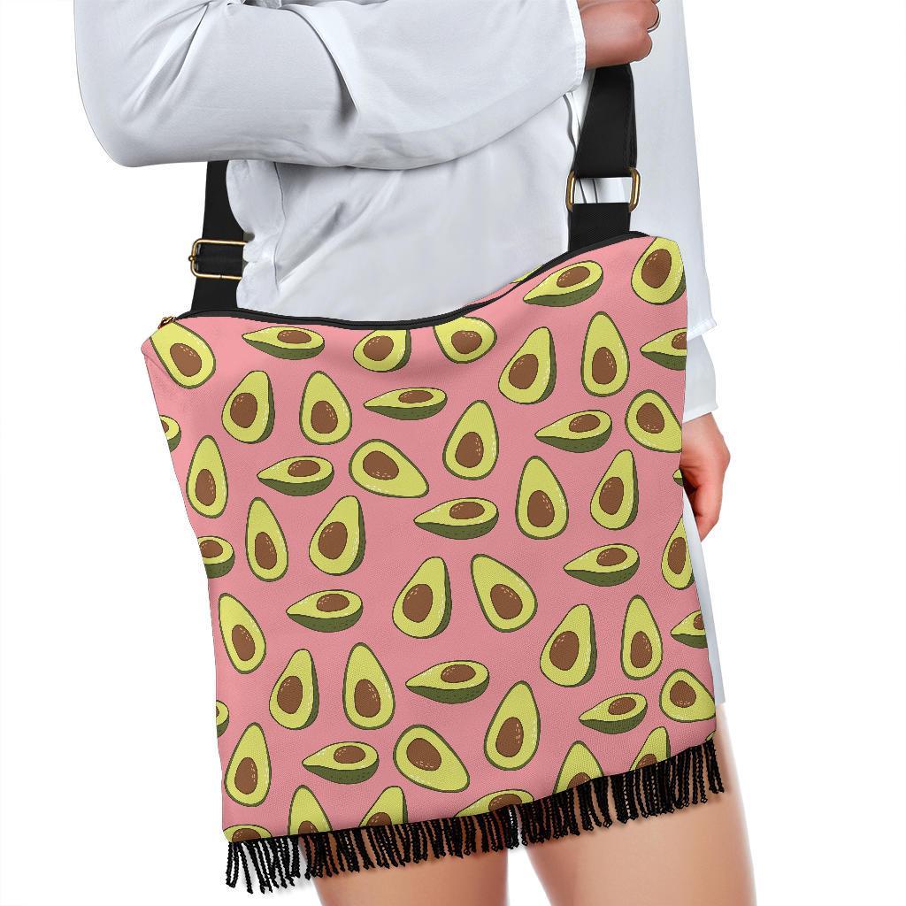 Pink Avocado Patttern Print Crossbody Bags-grizzshop