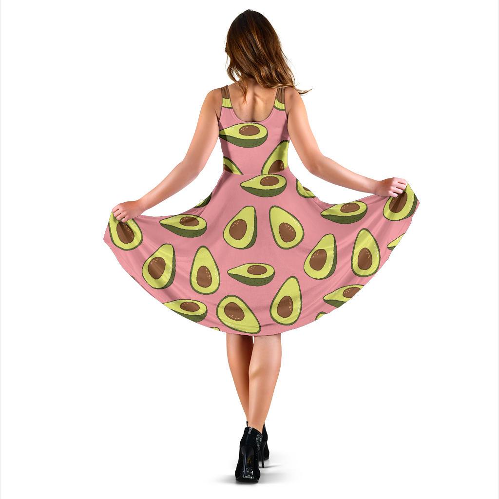 Pink Avocado Patttern Print Dress-grizzshop