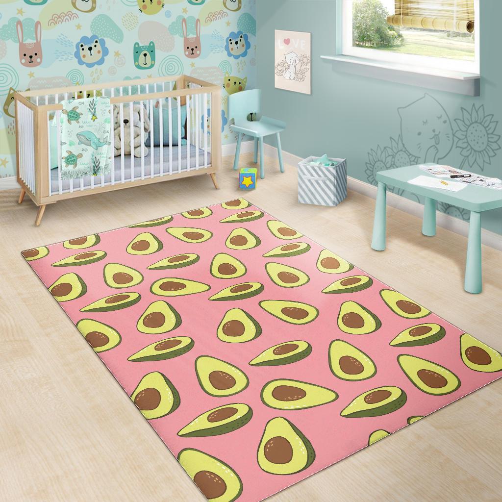 Pink Avocado Patttern Print Floor Mat-grizzshop