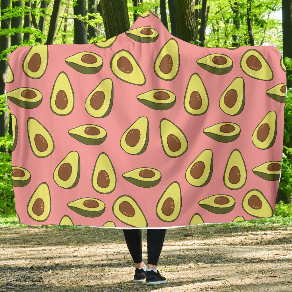 Pink Avocado Patttern Print Hooded Blanket-grizzshop