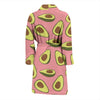 Pink Avocado Patttern Print Men Long Robe-grizzshop