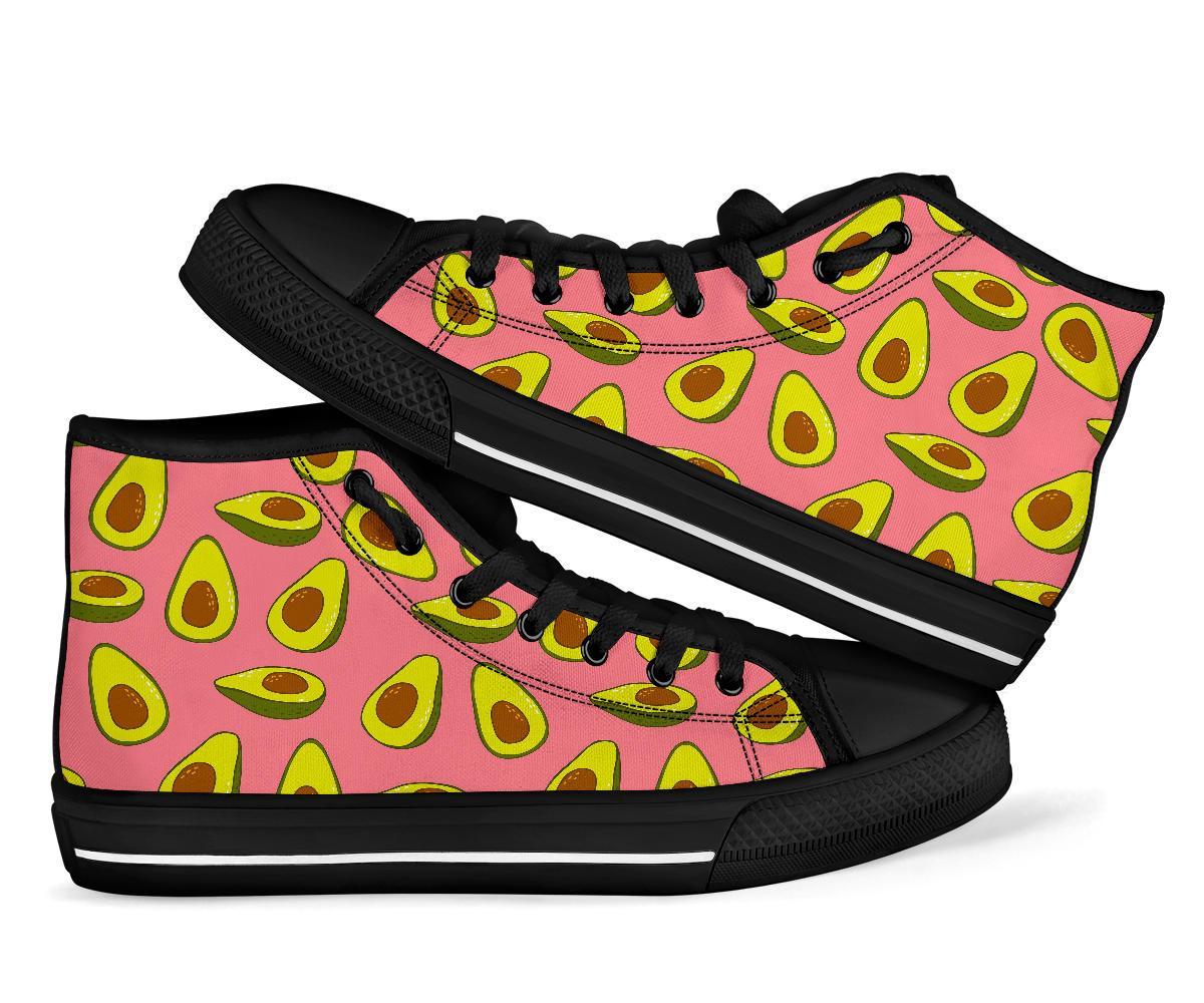 Pink Avocado Patttern Print Men Women's High Top Shoes-grizzshop