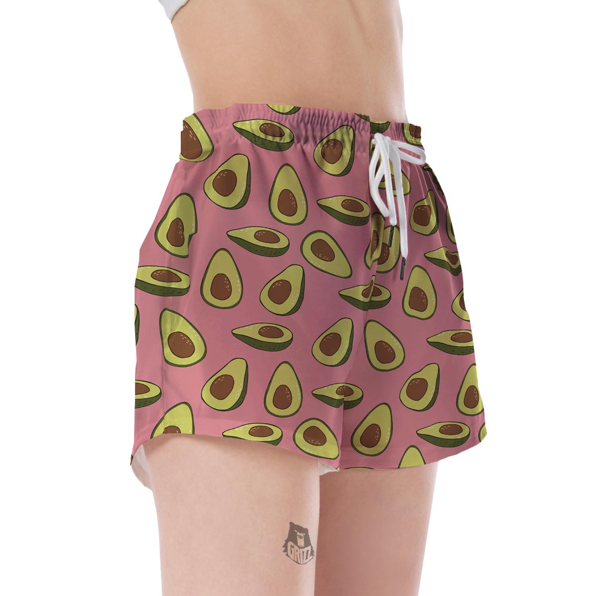 Pink Avocado Patttern Print Women's Shorts-grizzshop