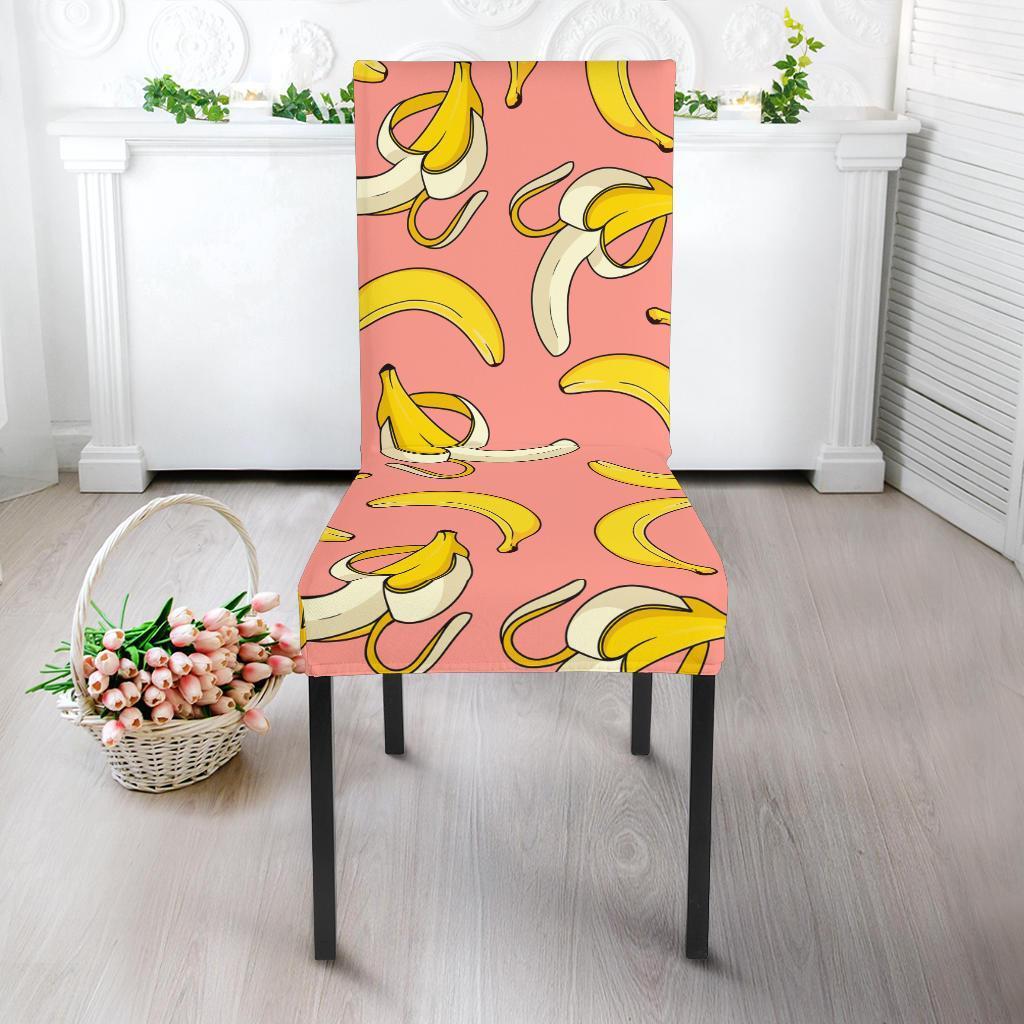 Pink Banana Pattern Print Chair Cover-grizzshop