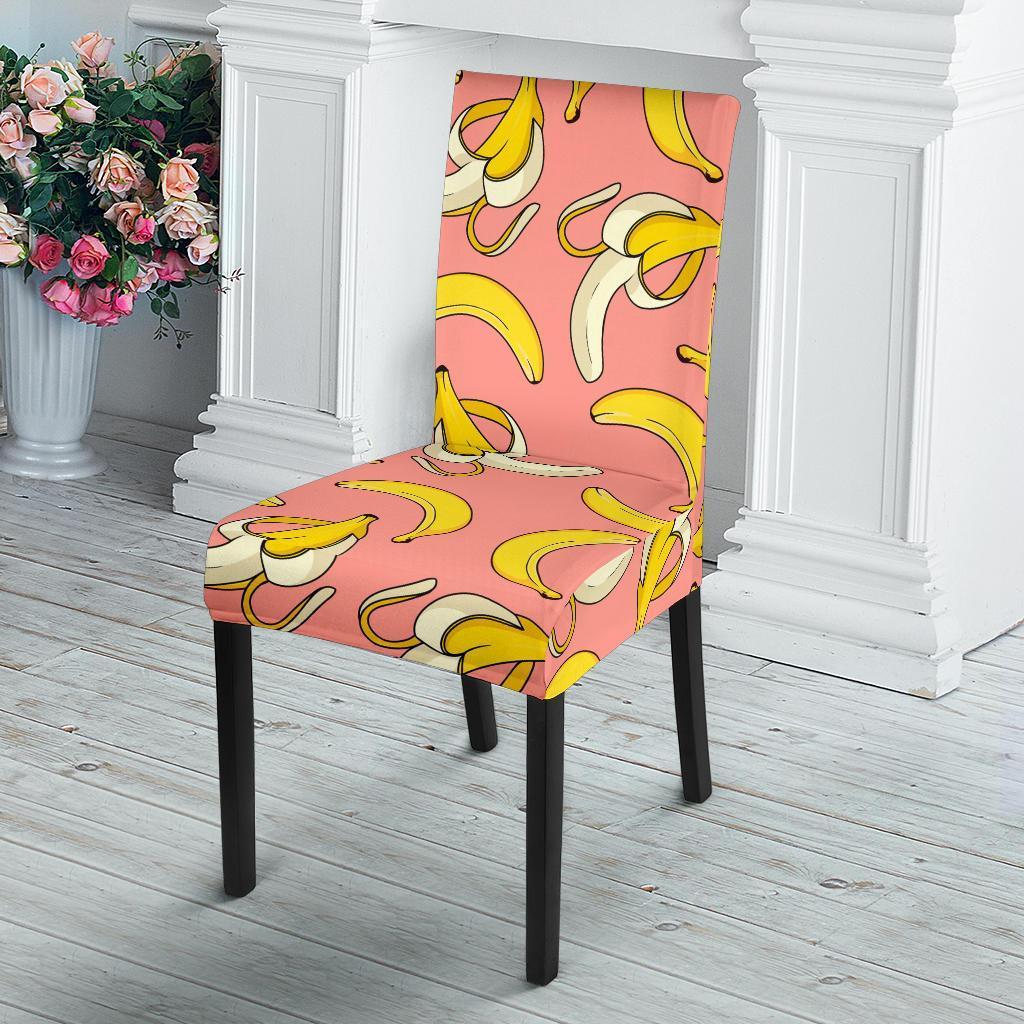 Pink Banana Pattern Print Chair Cover-grizzshop