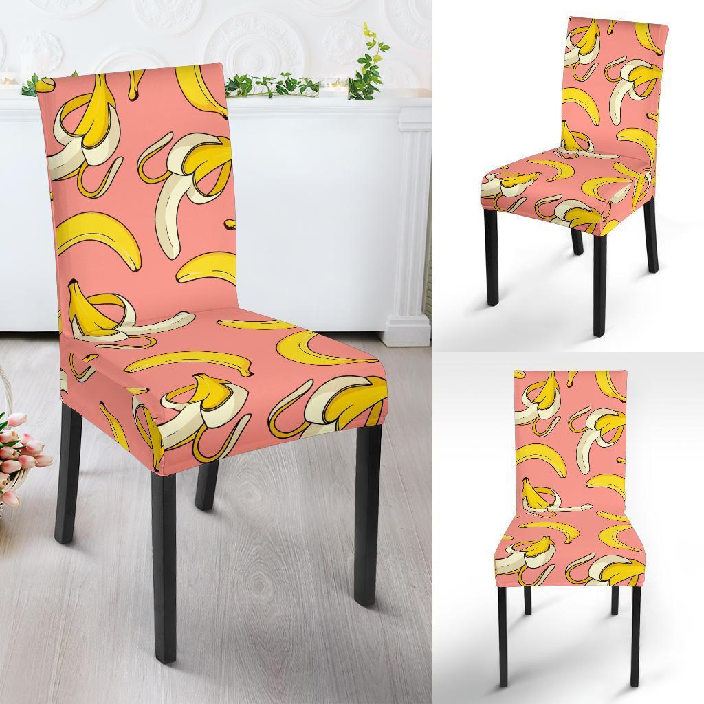 Pink Banana Pattern Print Chair Cover-grizzshop