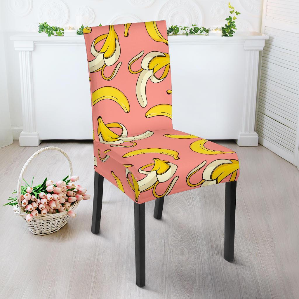 Pink Banana Pattern Print Chair Cover-grizzshop