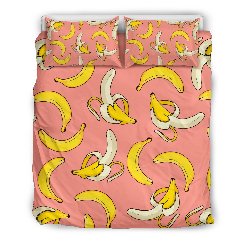 Pink Banana Pattern Print Duvet Cover Bedding Set-grizzshop