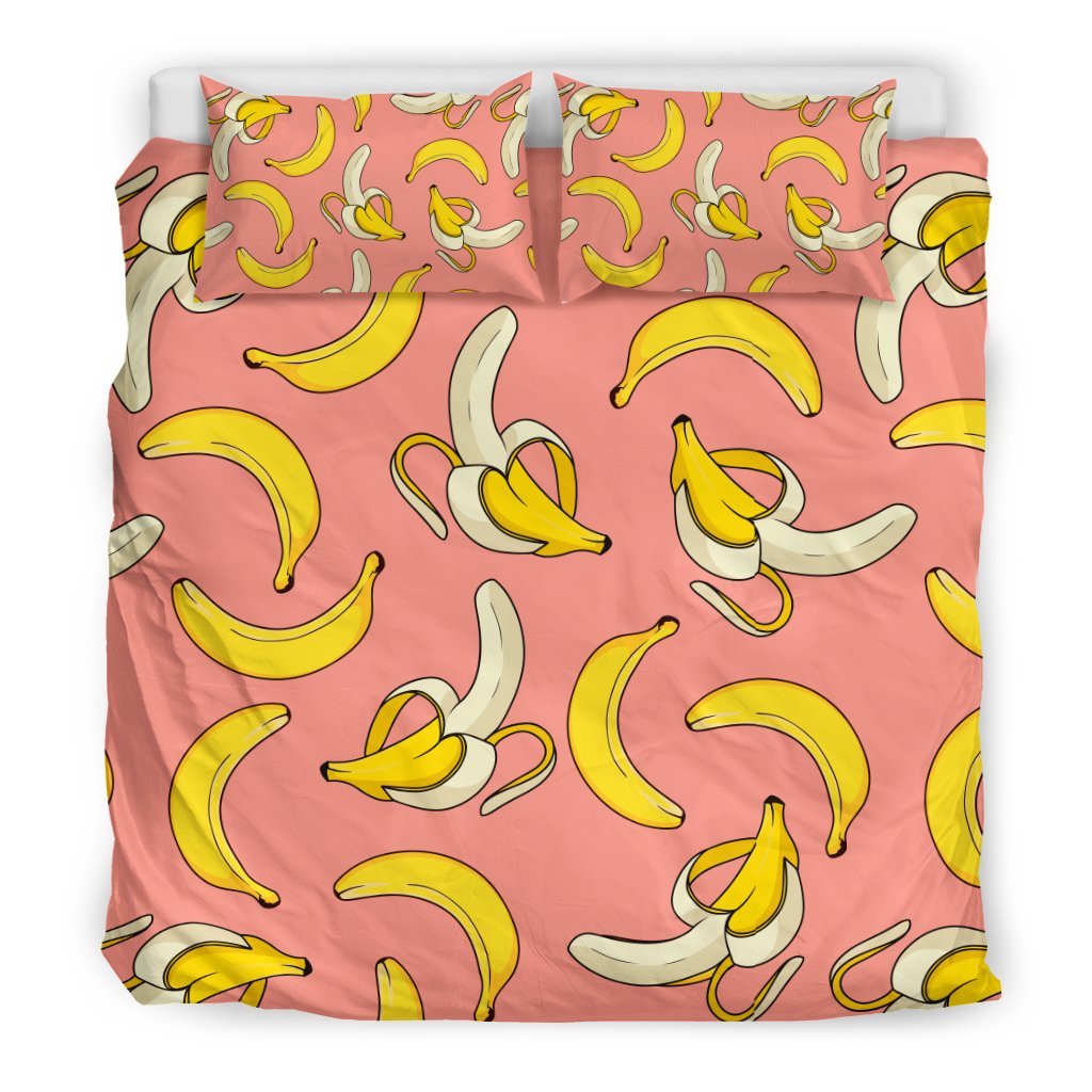 Pink Banana Pattern Print Duvet Cover Bedding Set-grizzshop