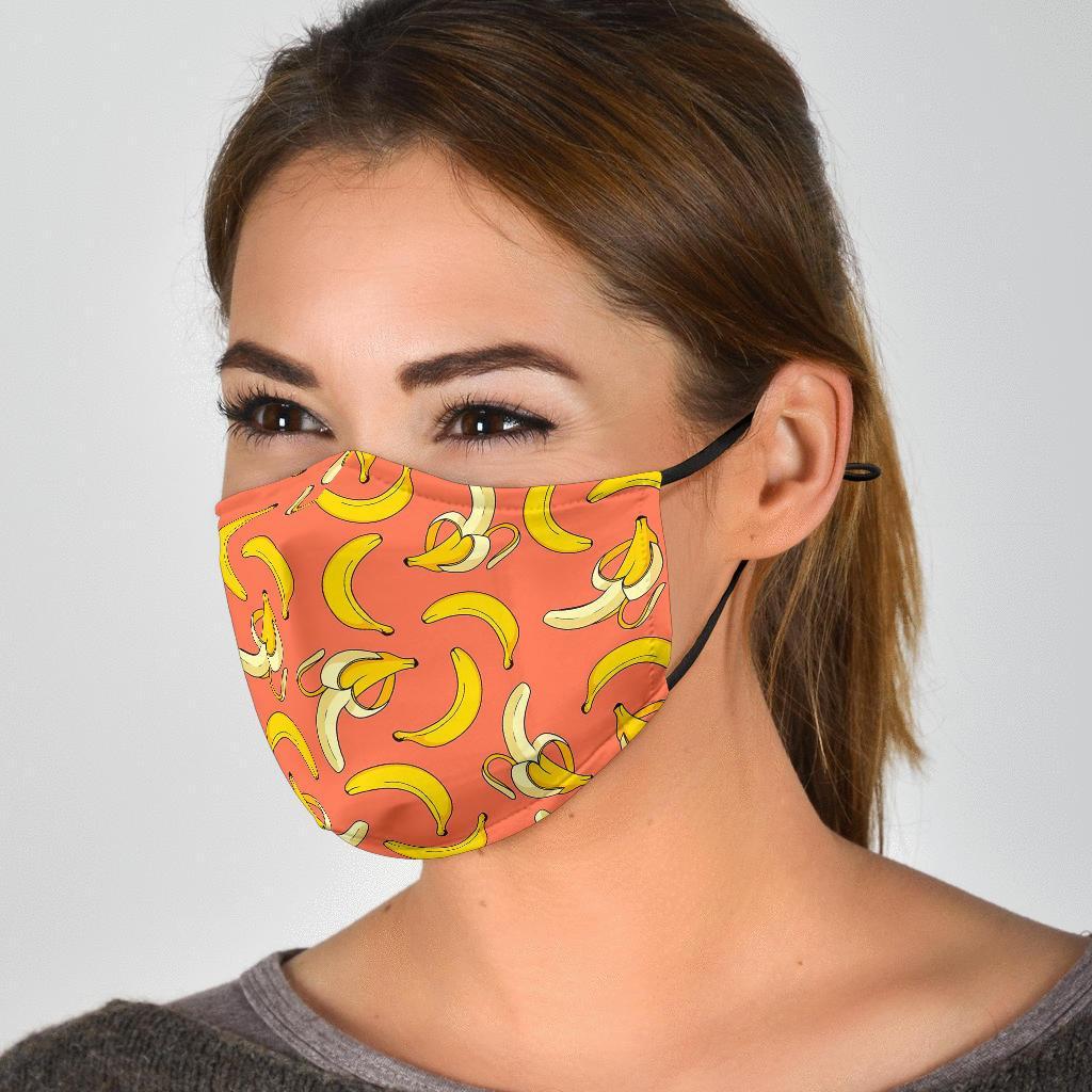 Pink Banana Pattern Print Face Mask-grizzshop