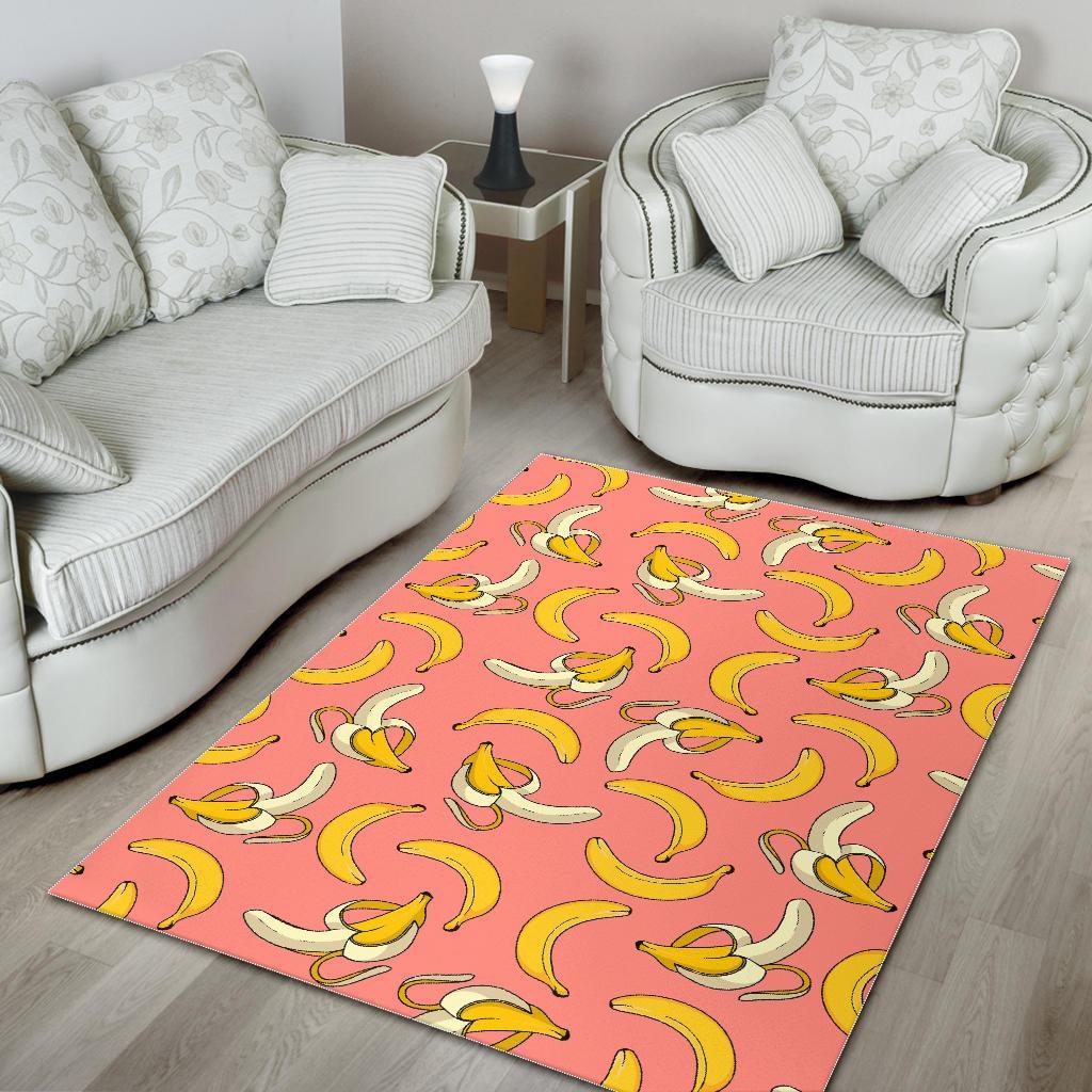 Pink Banana Pattern Print Floor Mat-grizzshop