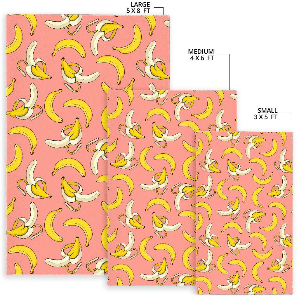 Pink Banana Pattern Print Floor Mat-grizzshop