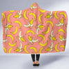 Pink Banana Pattern Print Hooded Blanket-grizzshop