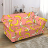 Pink Banana Pattern Print Loveseat Cover-grizzshop