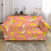 Pink Banana Pattern Print Loveseat Cover-grizzshop