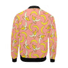 Pink Banana Pattern Print Men's Bomber Jacket-grizzshop