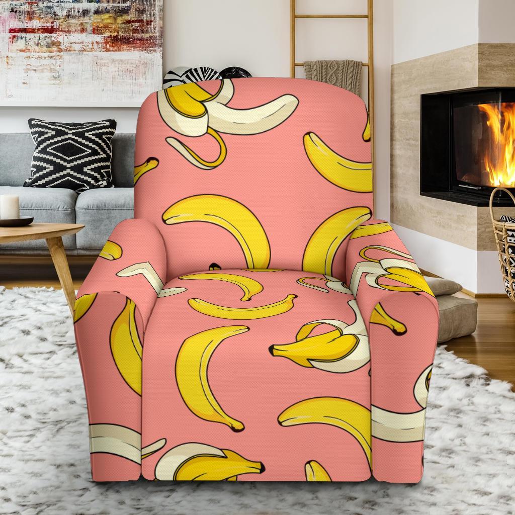 Pink Banana Pattern Print Recliner Cover-grizzshop