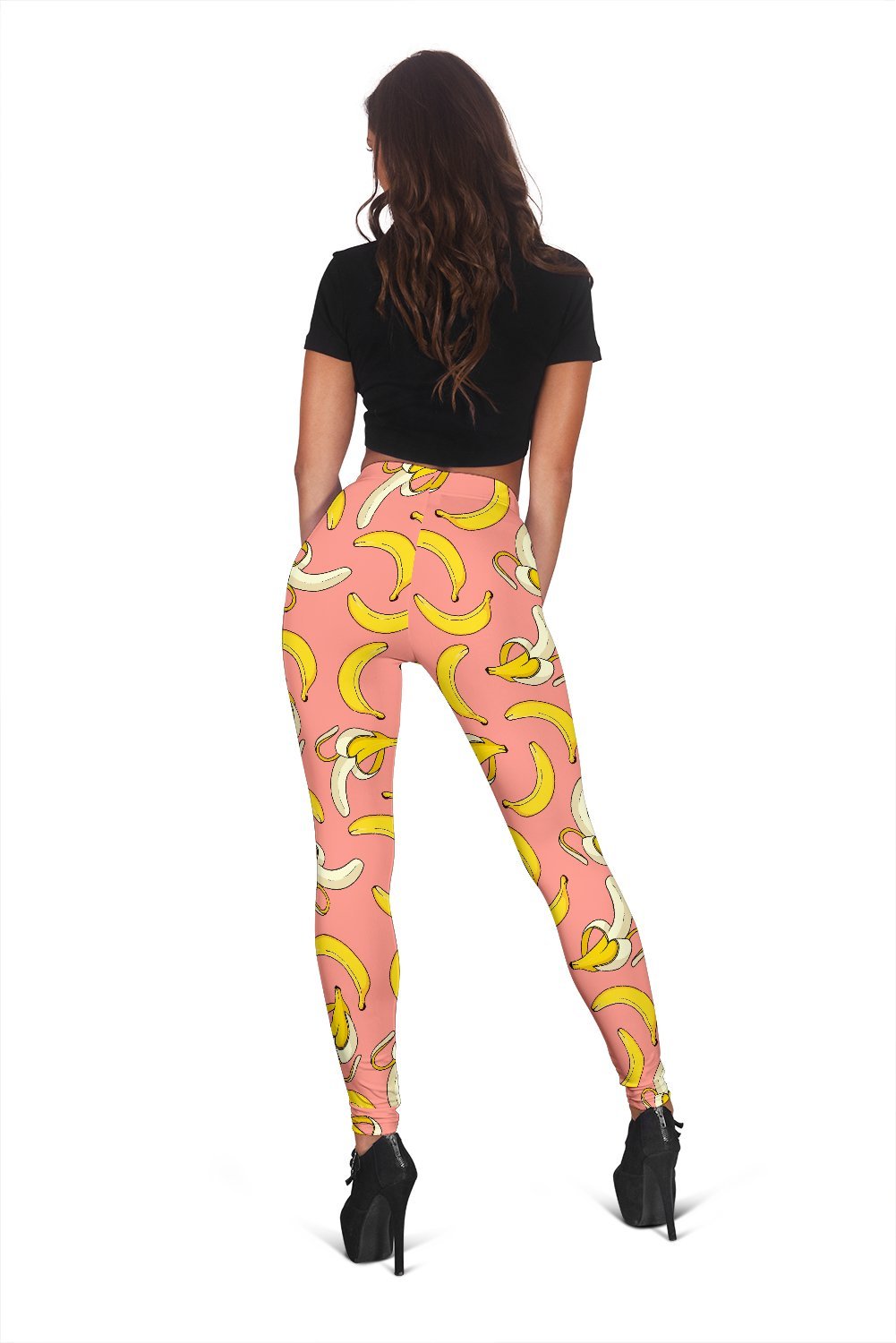 Pink Banana Pattern Print Women Leggings-grizzshop
