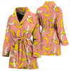 Pink Banana Pattern Print Women Long Robe-grizzshop
