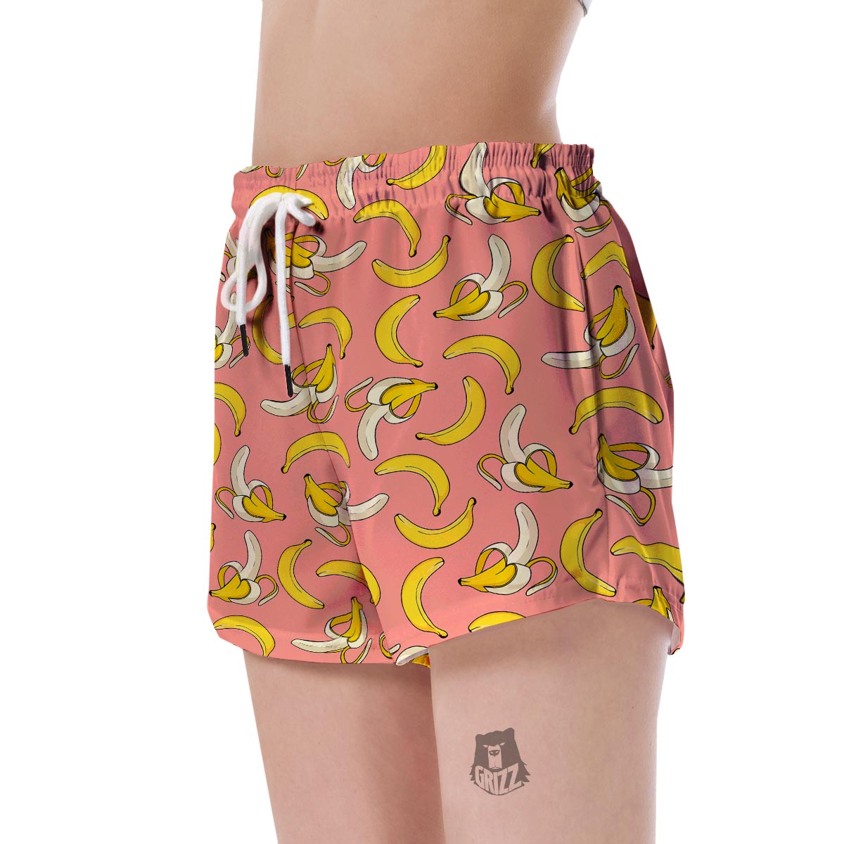 Pink Banana Pattern Print Women's Shorts-grizzshop