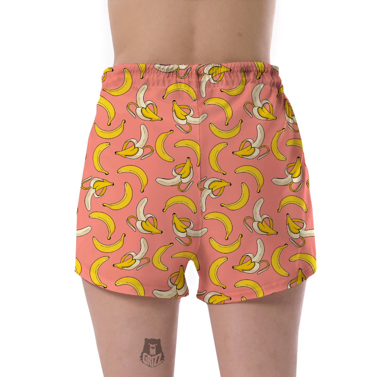 Pink Banana Pattern Print Women's Shorts-grizzshop