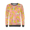 Pink Banana Pattern Print Women's Sweatshirt-grizzshop