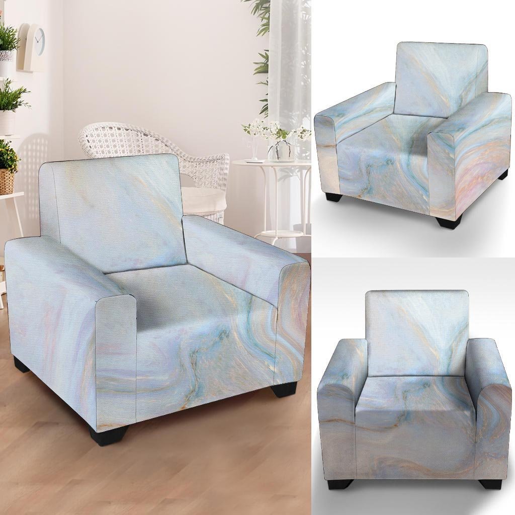 Pink Beige Marble Armchair Cover-grizzshop