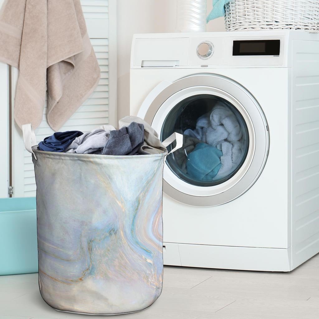 Pink Beige Marble Laundry Basket-grizzshop