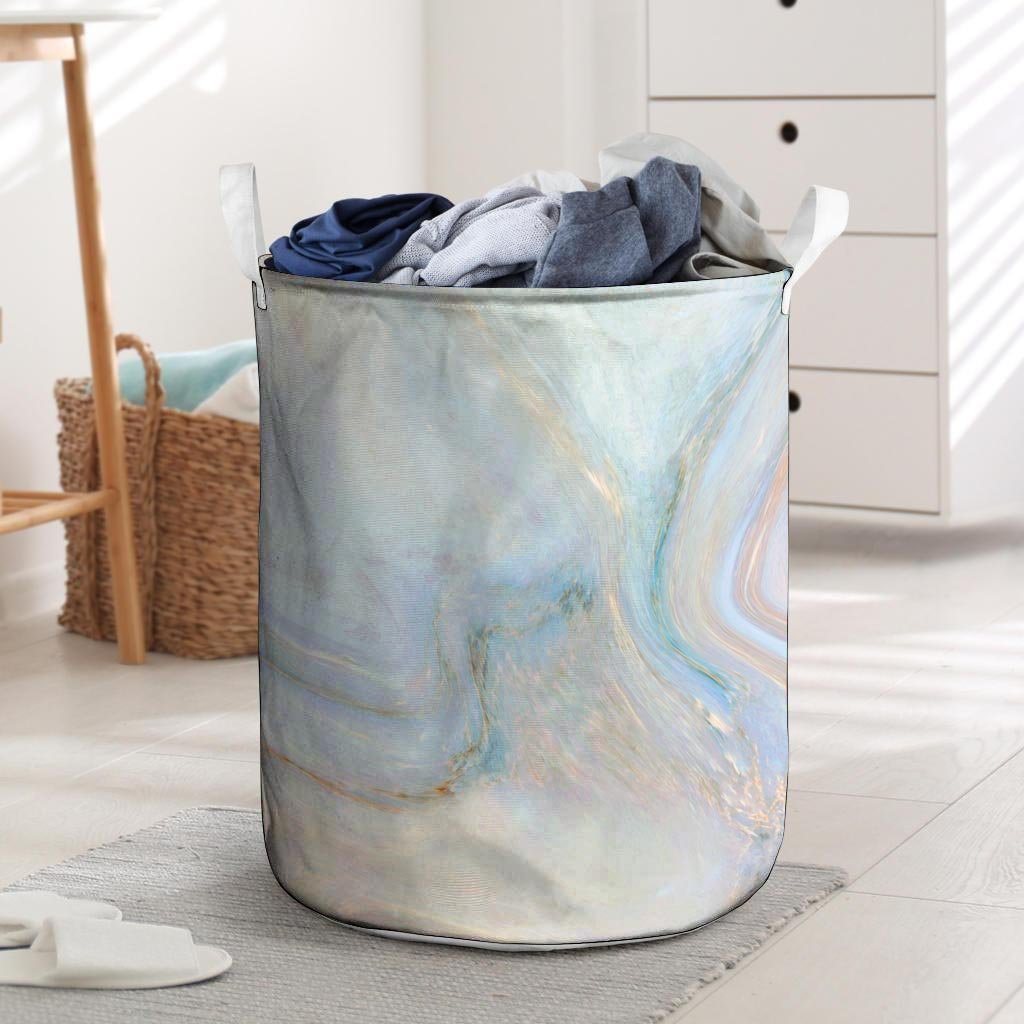 Pink Beige Marble Laundry Basket-grizzshop