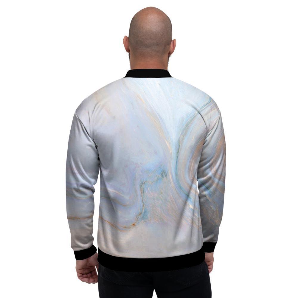 Pink Beige Marble Men's Bomber Jacket-grizzshop