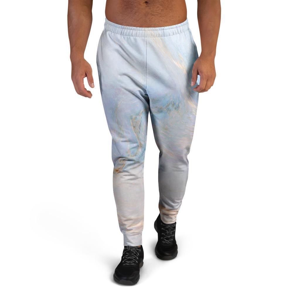 Pink Beige Marble Men's Joggers-grizzshop