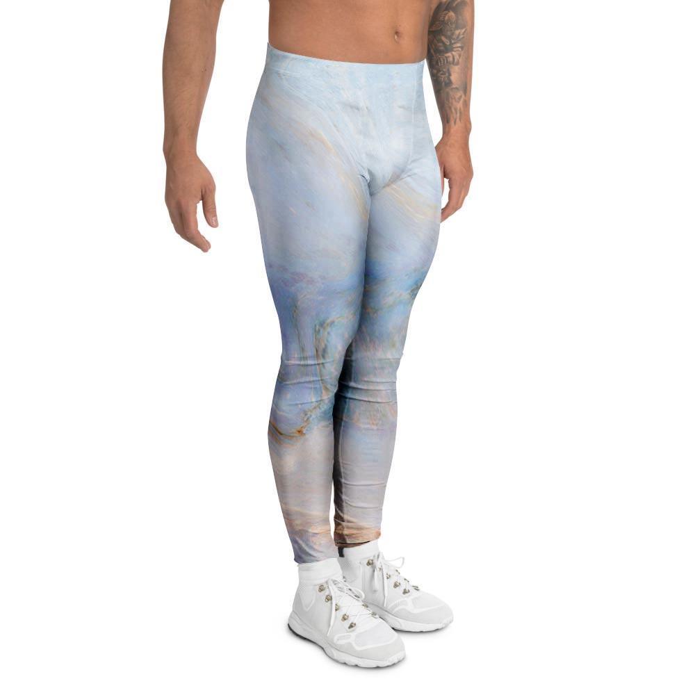 Pink Beige Marble Men's Leggings-grizzshop