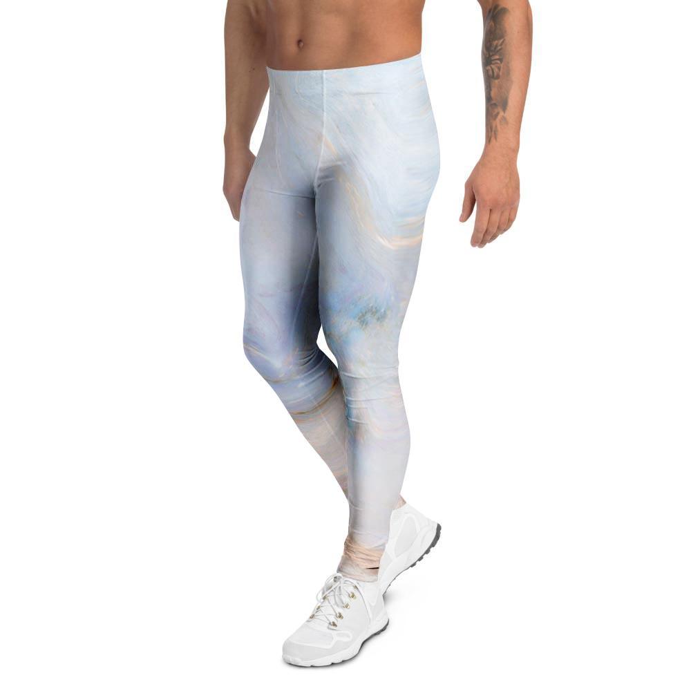 Pink Beige Marble Men's Leggings-grizzshop