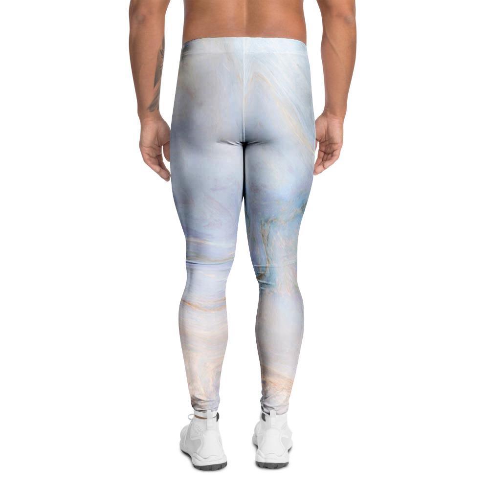 Pink Beige Marble Men's Leggings-grizzshop