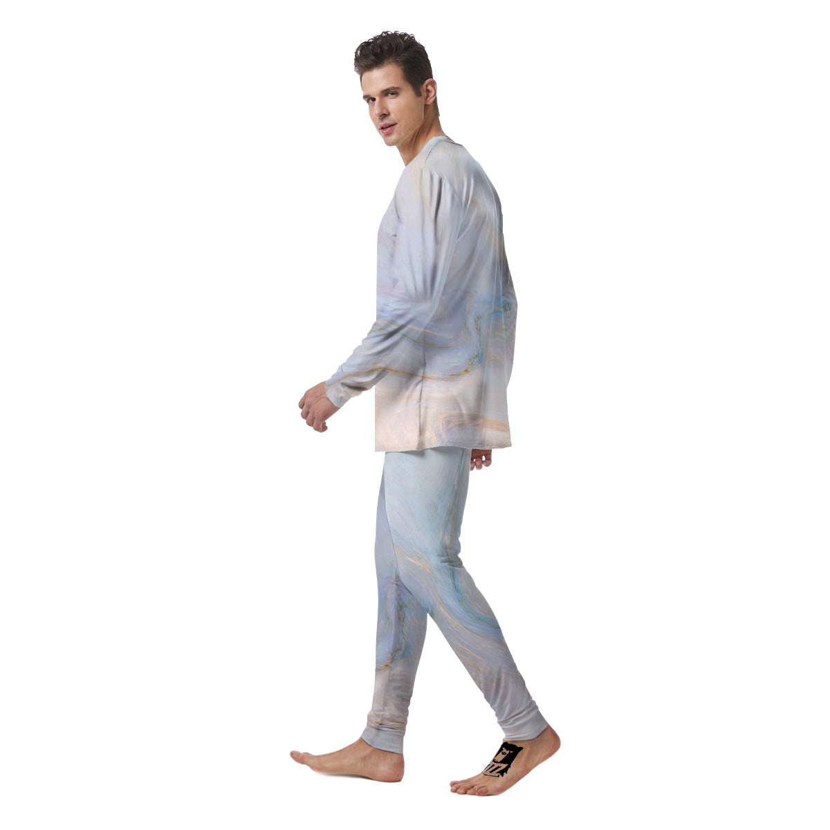 Pink Beige Marble Men's Pajamas-grizzshop