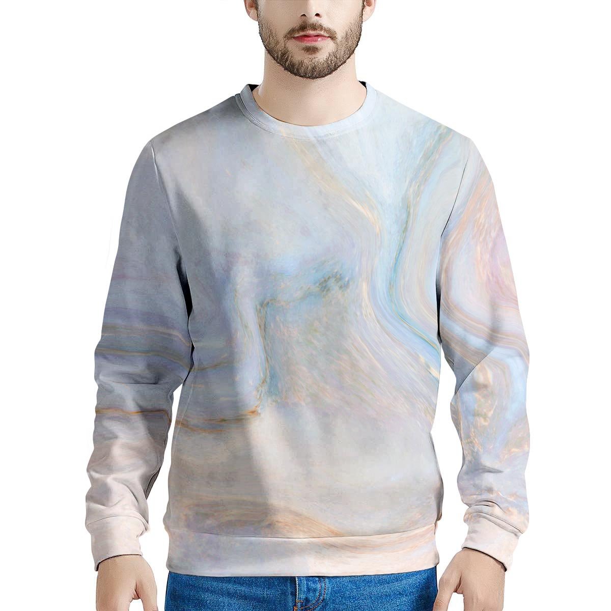 Pink Beige Marble Men's Sweatshirt-grizzshop