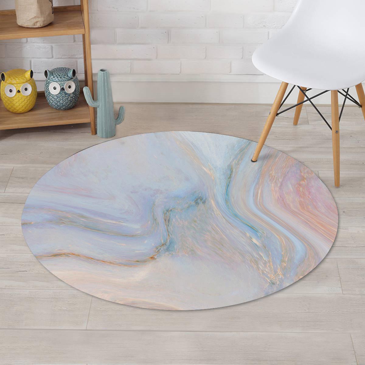 Pink Beige Marble Round Rug-grizzshop