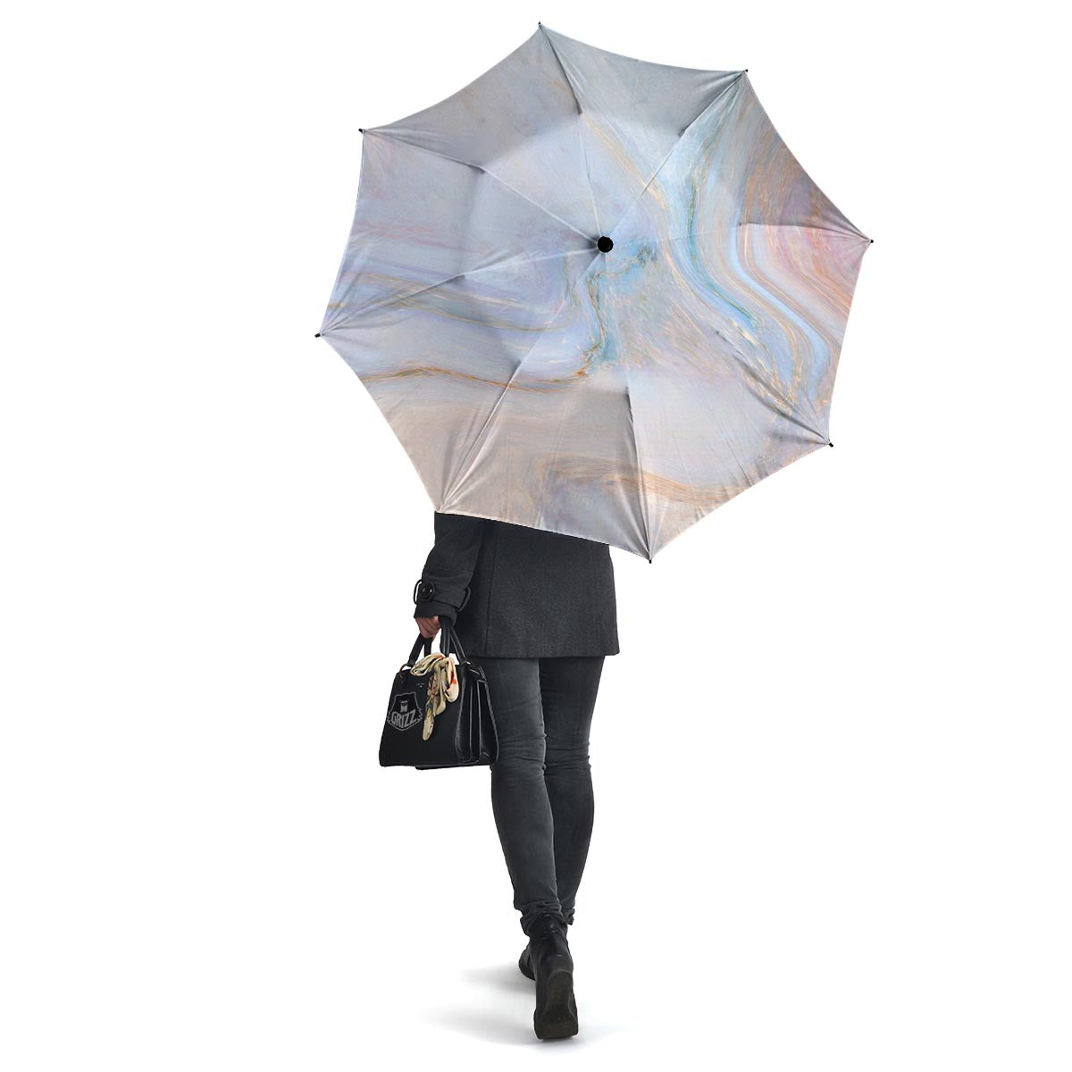 Pink Beige Marble Umbrella-grizzshop