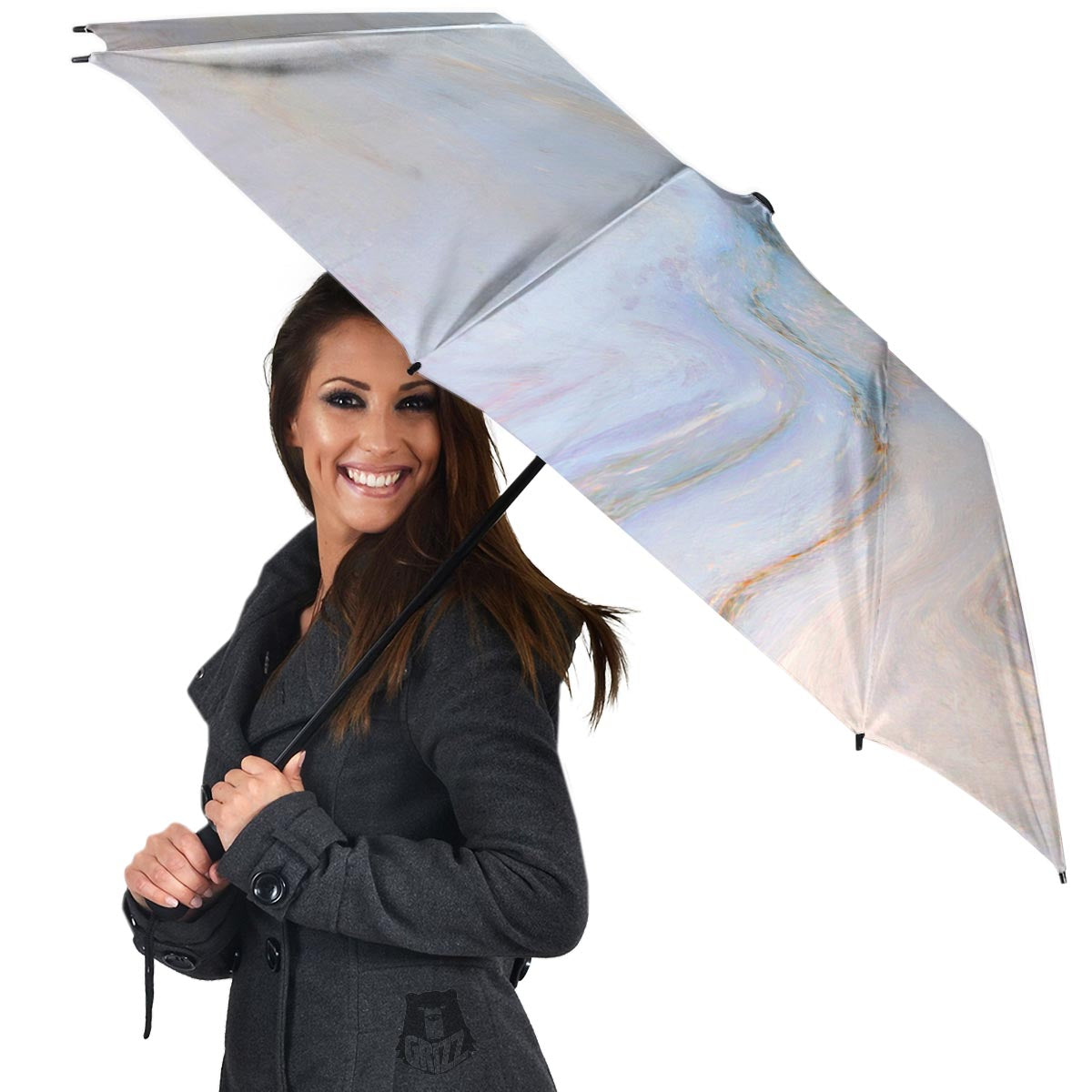 Pink Beige Marble Umbrella-grizzshop