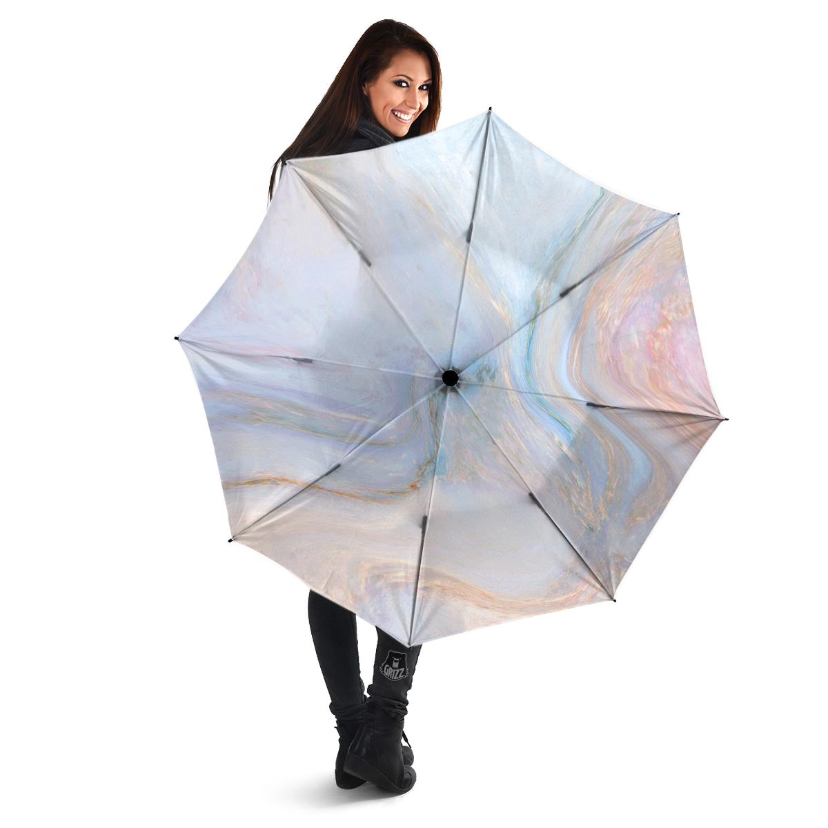 Pink Beige Marble Umbrella-grizzshop