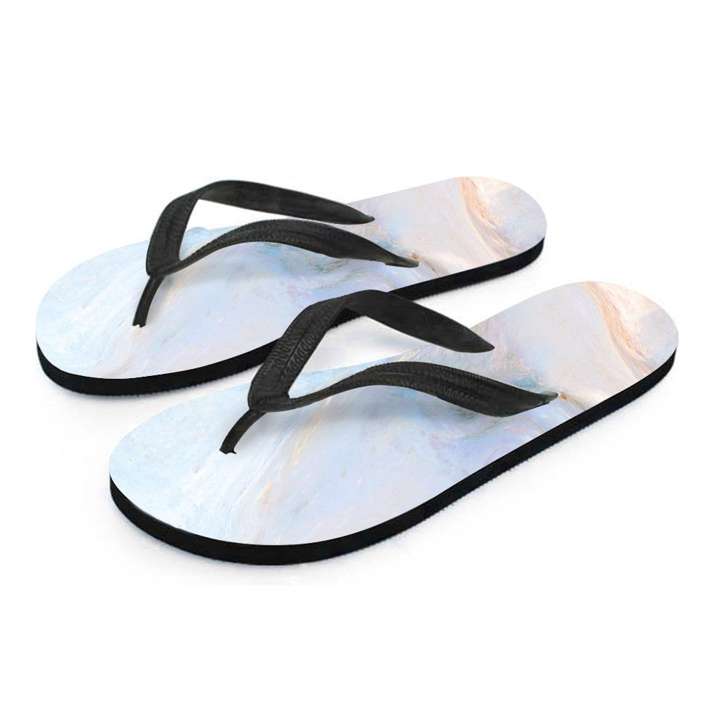 Pink Beige Marble Women's Flip Flops-grizzshop