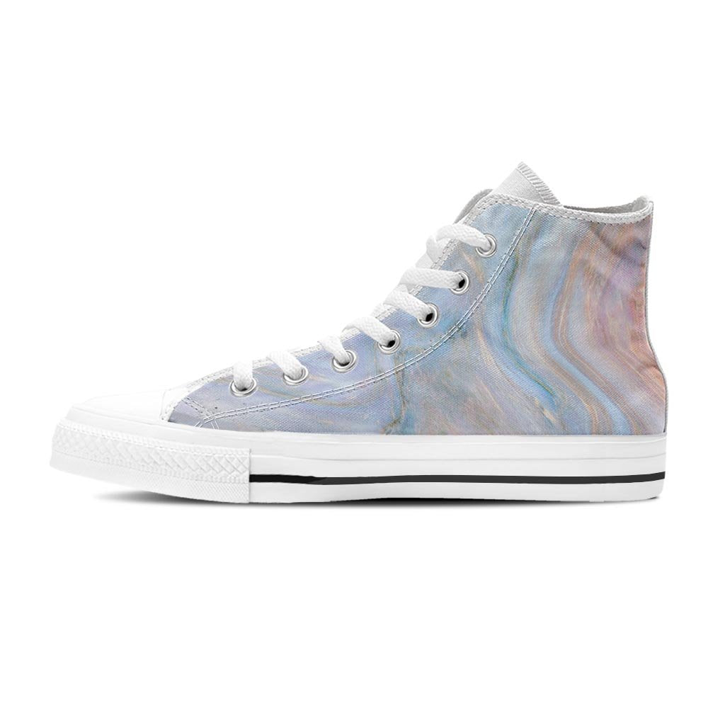 Pink Beige Marble Women's High Top Shoes-grizzshop