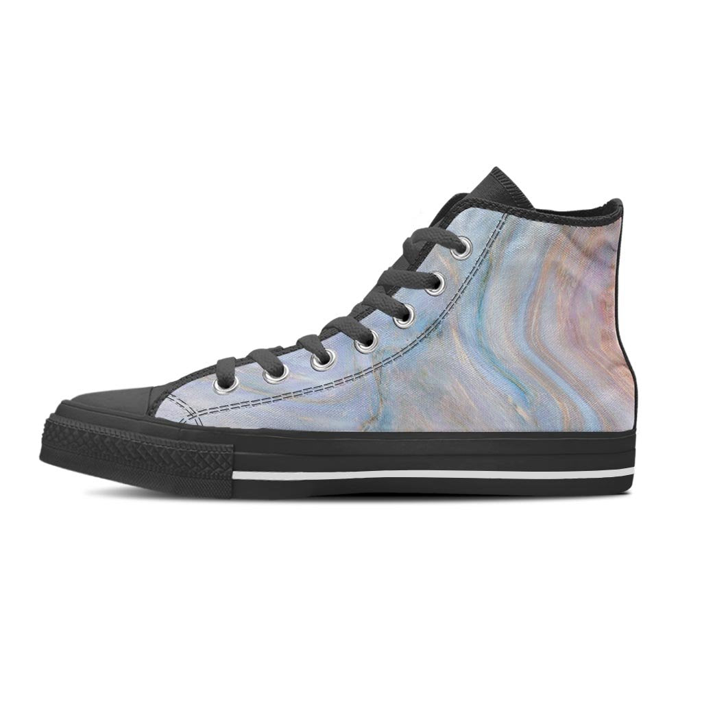 Pink Beige Marble Women's High Top Shoes-grizzshop