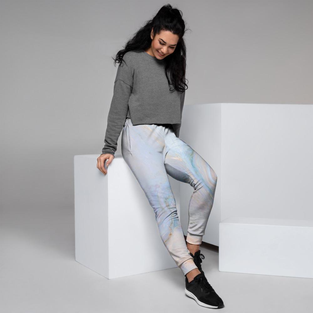 Pink Beige Marble Women's Joggers-grizzshop