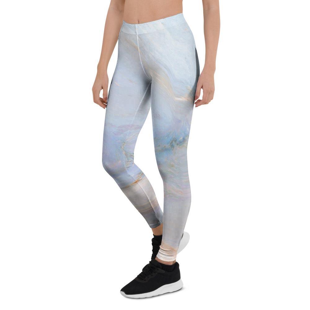 Pink Beige Marble Women's Leggings-grizzshop