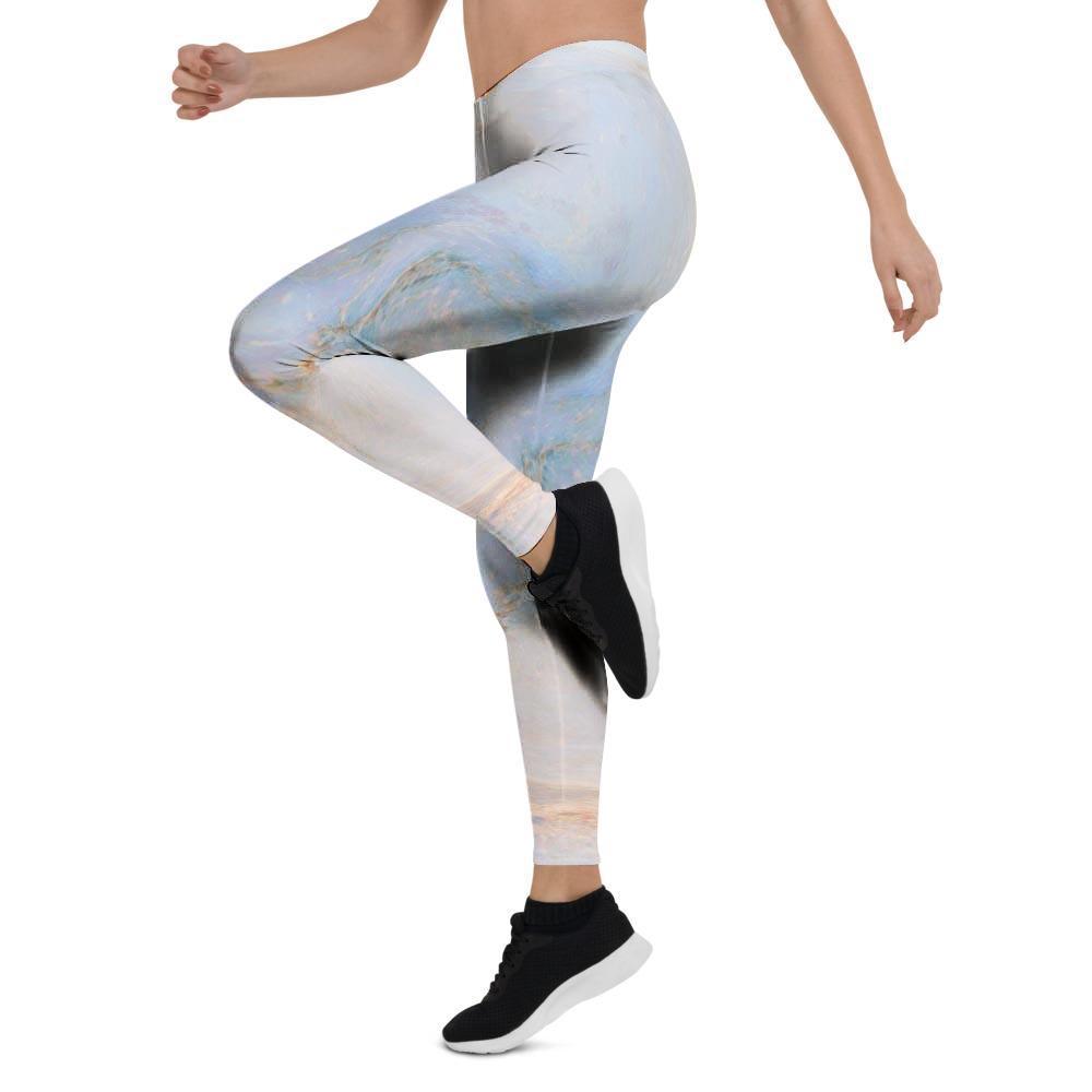 Pink Beige Marble Women's Leggings-grizzshop