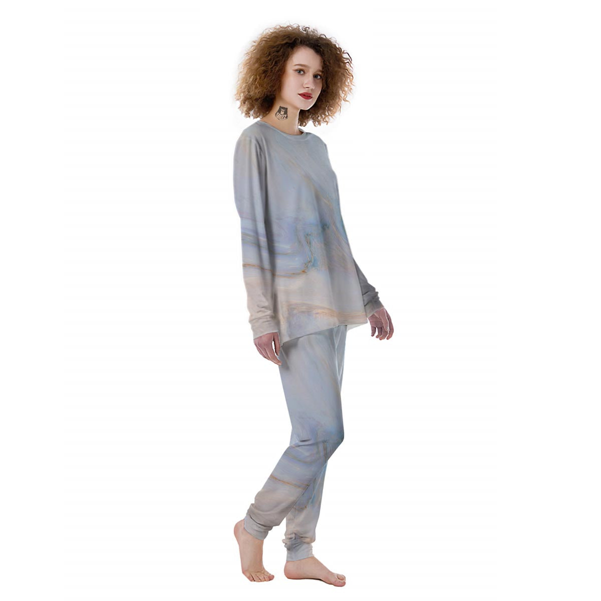 Pink Beige Marble Women's Pajamas-grizzshop